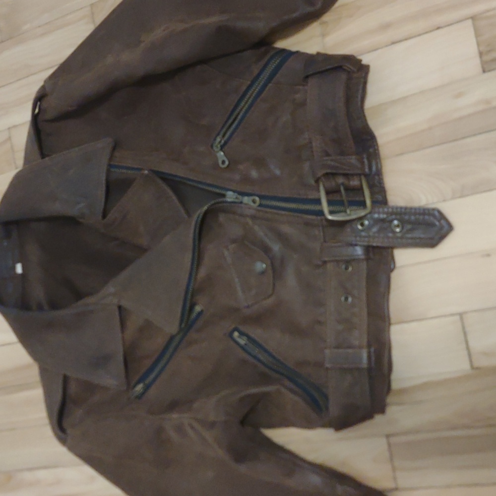 Brown Suede Moto Jacket - Picture 5 of 16
